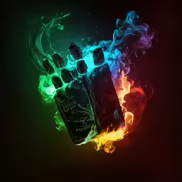 two lighters in smoke with colored lighting