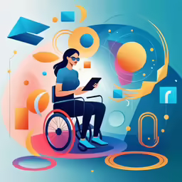 a man in a wheelchair is using a tablet