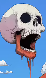 a skeleton is eating something with its mouth