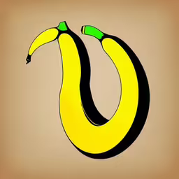 an illustrated drawing of two bananas in yellow and black