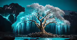 an image of a frozen and tree like scene