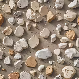 different types of rocks, shells and other pieces