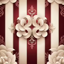 a red and white wall with a floral pattern