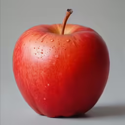 a close up of a ripe apple with water drops on the apple