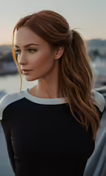 young lady with beautiful hair in a ponytail posing