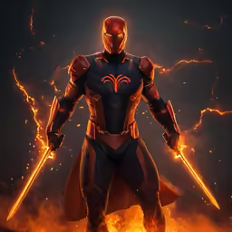 a stylized artwork depicting an image of a person in armor