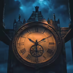 a clock tower with the time passing 2 00 am