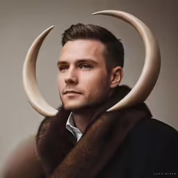 a man wearing an animal fur collar and hood