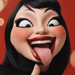 a woman sticking her tongue out while making an appearance