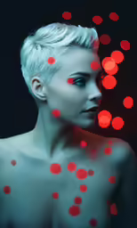 an image of a girl with circles all over her body