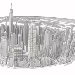a pencil drawing of a city,drawing - new york cityscape by charles ren