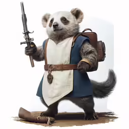 a small animal is dressed as a man