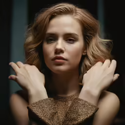 a girl is staring straight into the camera