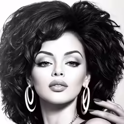 a woman with very short hair wearing large hoop earrings