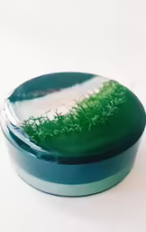 a green plate with a white stripe on the side