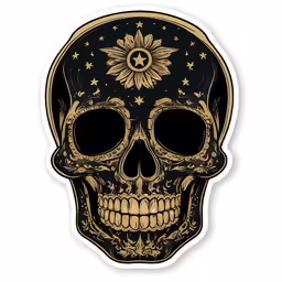 a sticker with the image of a skull
