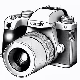 a black and white photo of a camera