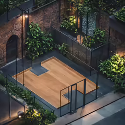 an overhead shot of a backyard and garden