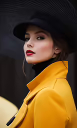 the woman in the hat is standing alone
