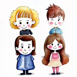 two girls and a boy with a flower in their hair,two kids with different types of hair looking at the viewer