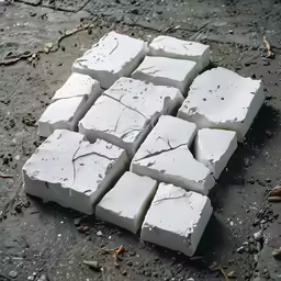 several blocks of clay sitting in the dirt
