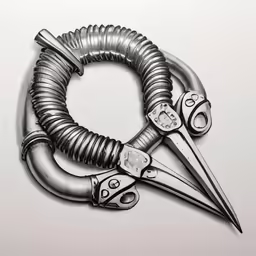 a drawing of two pairs of scissors with some cables attached