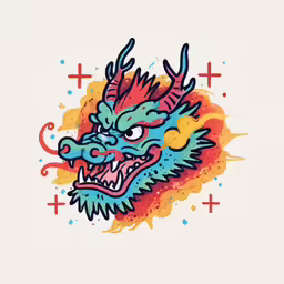 an image of a dragon that is in color