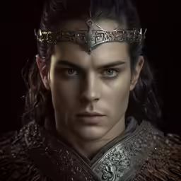 a man with a tiara and long hair