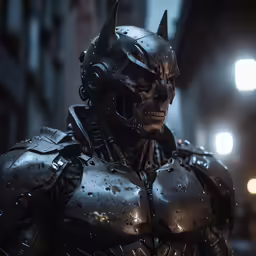 an image of batman cosplay standing in a city