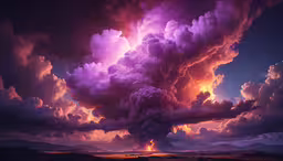 the sky has an enormous purple cloud in it,some kind of huge cloud in the sky with fire on it
