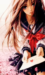 a girl holds a heart shaped item up to her face