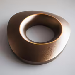 a close up of an iron object with gold finish