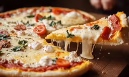 a pizza that is sliced in half on a plate