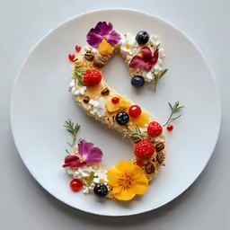 the letter s is made out of food on a plate