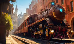 a train is on the tracks in the middle of a city,the train is on the railroad tracks in the middle of the city