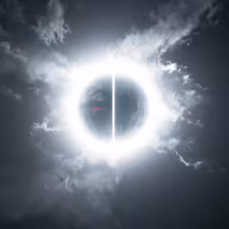 the sun shines through the clouds as it is eclipsed
