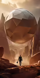 an artist is painting a scene in a desert setting