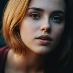 a close up of a person with an intense look