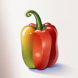 three red and yellow peppers in the same color