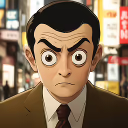 there is a man in a suit with eyes wide open