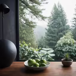 the table is set with apples and other food