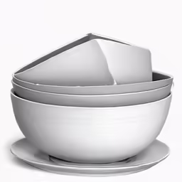 the dishes are arranged in rows on the dish stands