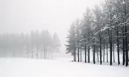 an area with lots of trees and snow