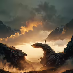 a giant elephant made of rocks on a grassy field