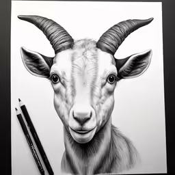 a drawing of a goat is in the picture