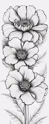 four flowers are in black and white,a black and white photo with flowers