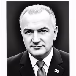 a man in a suit is looking into the camera