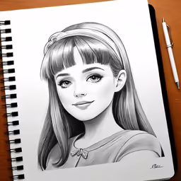 a drawing of a girl with long hair