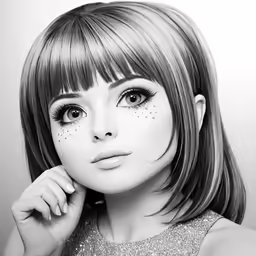 an artistic drawing of a woman with makeup on