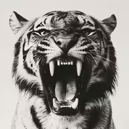 a very close up of a roaring tiger